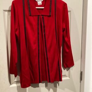 Chic Red Misook Jacket with Black Accents